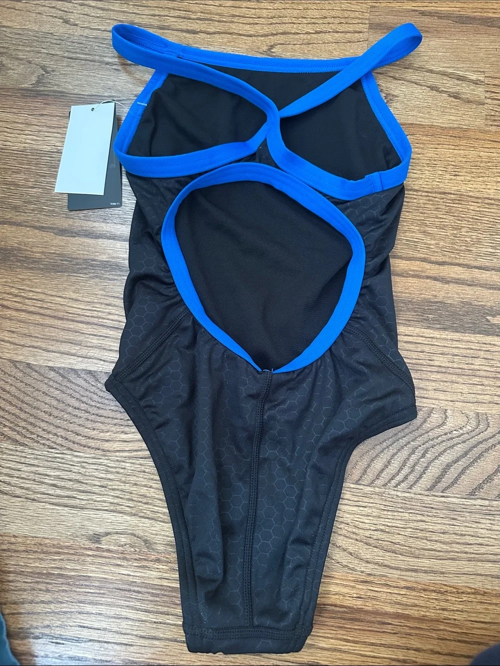 TYR Black Hexa Diamondfit Y One-Piece Swimsuit with Blue Trim 24
